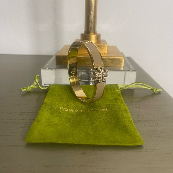 Tory Burch Jewelry - Tory Burch Tan/Gold/Crystal Bracelet